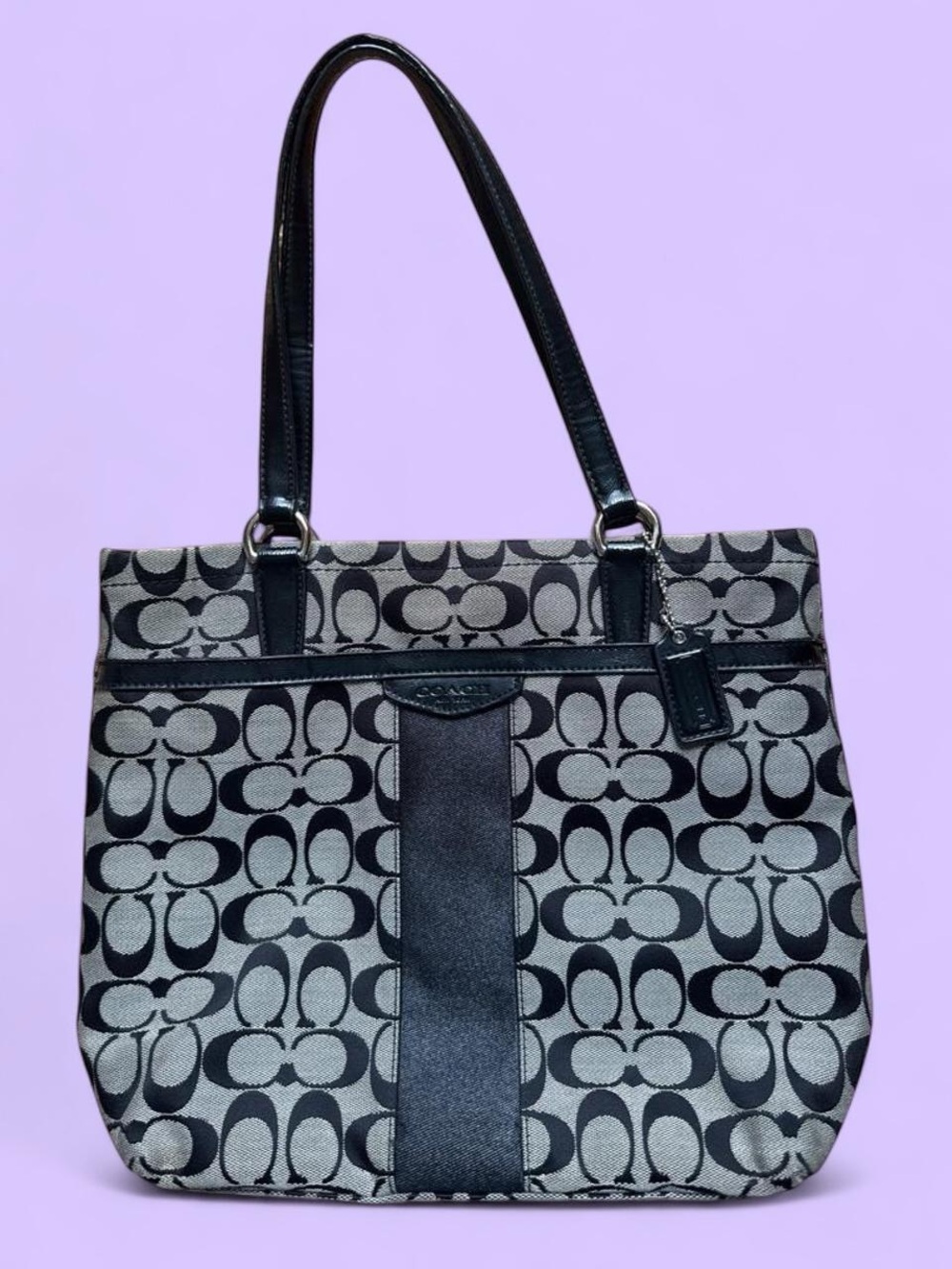 Coach Black and Gray Signature Canvas Tote
